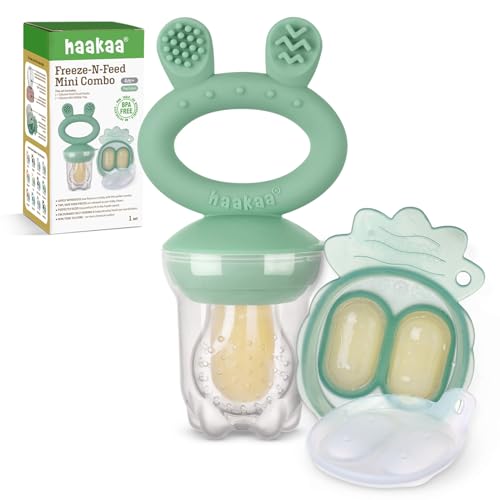 Haakaa Baby Fruit Food Feeder Pacifier | Milk Frozen Set | Silicone Feeder and Teether for Infant Safely Self Feeding, BPA Free Teething Relief Toy (Mustard) - Lavender
