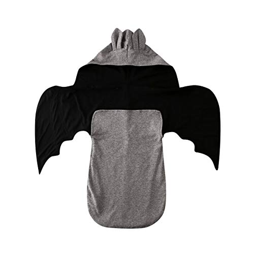 Infant Nursery Swaddling Blankets Newborn Hooded Cotton Swaddle Sleep Sack Crib Wrap Baby Bat Hooded Sleeping Bag - Grey - 0-3 Months