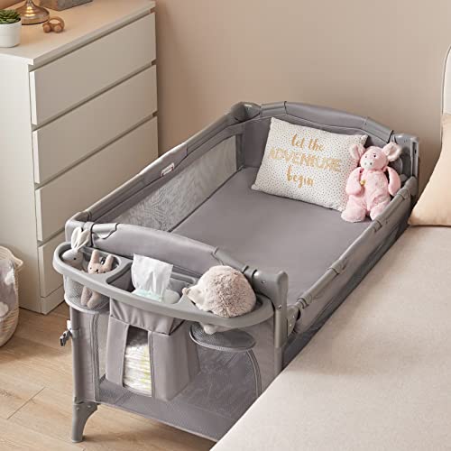 BEKA 4 in 1 Baby Bassinet Bedside Sleeper, Baby Bedside Crib 4 Functions, Bedside Bassinet Crib Sleeper, Playard, Changing Table, Baby Bassinet for Newborn Baby - Grey