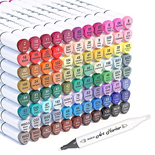 88 Colours Art Pens, Shuttle Art Dual Tip Alcohol Based Art Markers Plus 1 Blender Permanent Marker Pens with Handle Case for Adults & Artists, Ideal Graphic Markers for Colouring, Drawing, Sketching