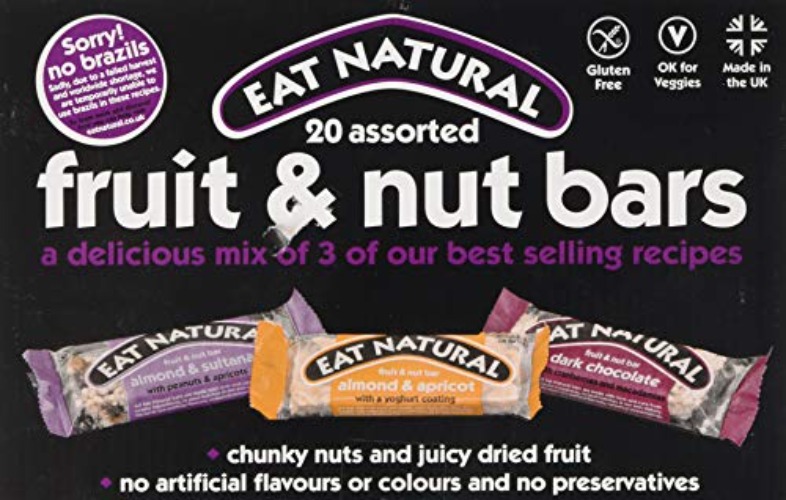 Eat Natural Bars – 20 Assorted Fruit & Nut Cereal Bars Multipack – 7x Almond & Sultana, 7x Almond & Apricot, 6x Cranberries & Macadamias – Gluten Free Snack Bars - Fruit and Nut Bars - 20 Count (Pack of 1)