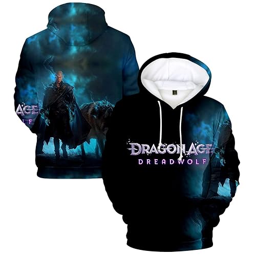 PAJOMLAG Dragon Age Dreadwolf 3D Hooded Sweatshirt Casual Pullovers Casual Harajuku Hoodies Sweatshirts - X-Large - Wp12475