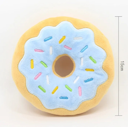 Bite-Resistant Donut Plush Dog Toy - Blue