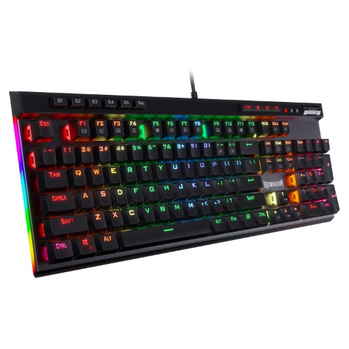 Redragon K580 VATA US layout RGB LED Backlit Mechanisch Gaming Toetsenbord, Blauwe Schakelaars, 104 Toetsen Anti-Ghosting Macro Keys & Speciale Media Controls, Onboard Macro Recording - Blauwe schakelaar