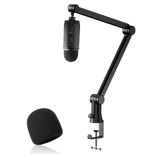 Blauwe Yeti microfoonstandaard met blauwe Yeti popfilter - microfoonarm met microfoondeksel, verborgen kabels, blauwe Yeti-microfoonarm met microfoonhoes schuim voor studio, podcaster, streaming door YOUSHARES - A_Premium standaard