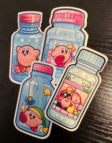 Kirby in a Bottle Stickers