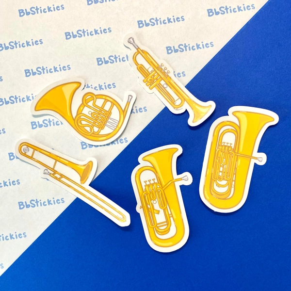Brass Instruments Laminated Sticker | French Horn Sticker | Trumpet Sticker | Trombone Sticker | Euphonium Sticker | Tuba Sticker