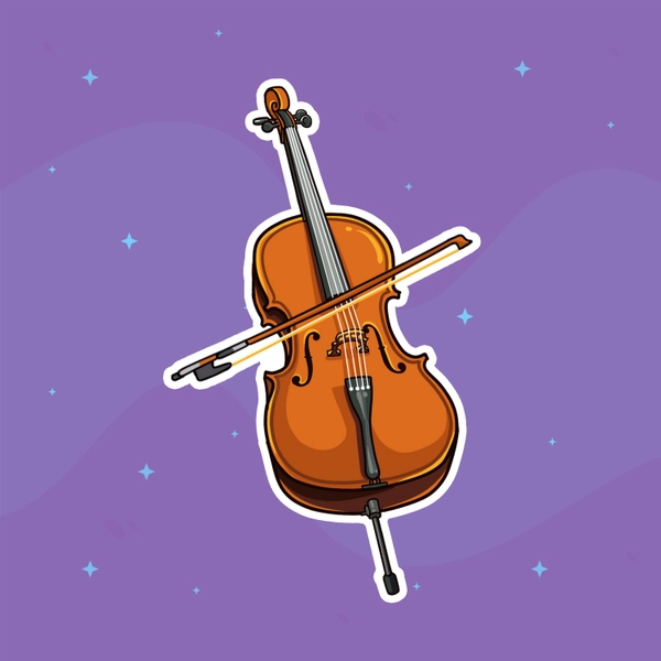 Cello stickers, 20 pc per sheet, instrument stickers, writable, for journal, planner, notebooks, rewards cards, music practice
