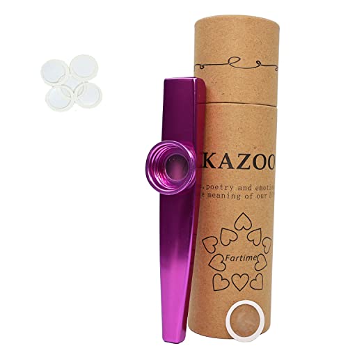 Fartime Purple Exquisite Aluminum Alloy Kazoo With 5 Kazoo Flute Diaphragms And A Beautiful Gift Box-Musical Instruments.(purple)… - purple