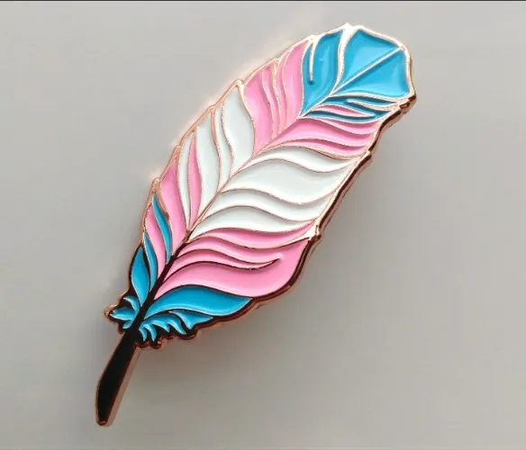 Trans Pride Feather Enamel Pin LGBT
