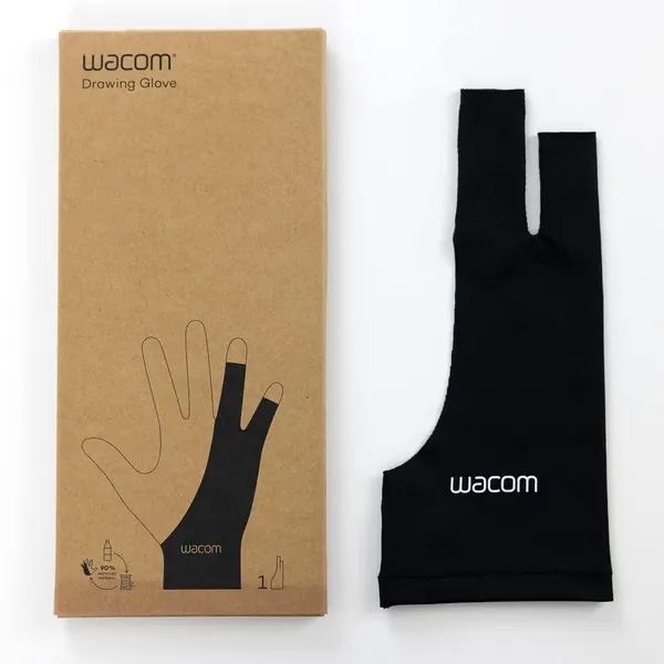 Wacom Drawing Glove, Two-Finger Artist Glove for Drawing Tablet Pen Display, 90% Recycled Material, eco-Friendly, one-Size (1 Pack) - 