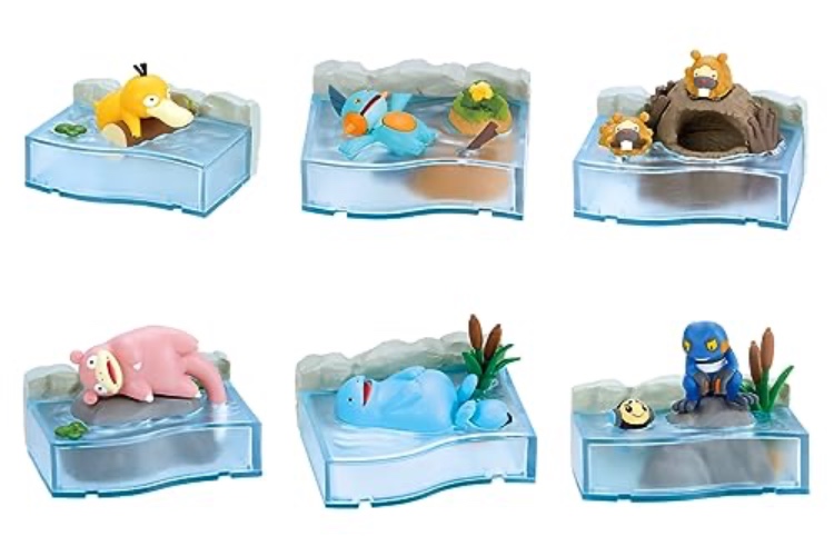 【MINIESCAPES】RE-MENT Miniatures Japanese Petite Sample Series Pokemon Chill Time - A Peaceful Moment by The River Full Set 6pcs Complete Box Dollhouse Furniture