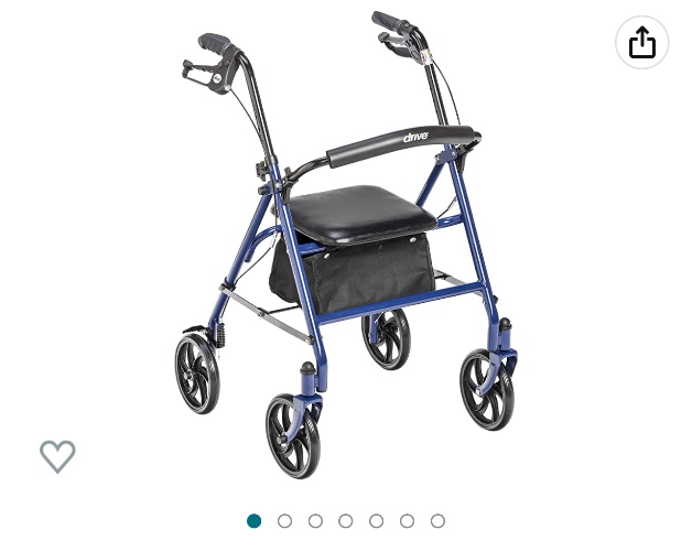 Amazon.com: Drive Medical 10257BL-1 4-Wheel Rollator Walker With Seat & Removable Back Support, Blue : Health & Household
