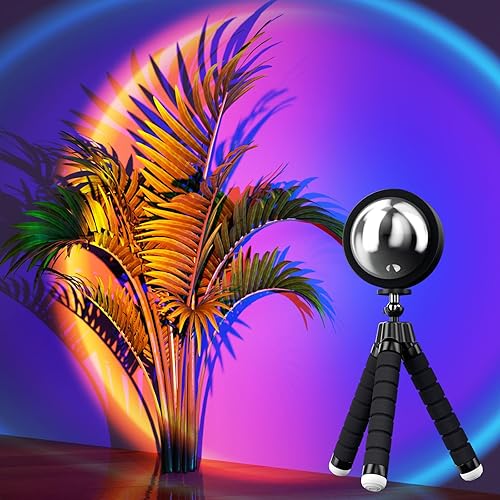 Bavcieu Sunset Lamp Projection Led Lights with APP, 16 Colors Night Light 360° Rotation Rainbow Lights 4 Modes Setting for Photography/Selfie/Party/Home/Living Room/Bedroom Decor, Gifts for Women. - APP