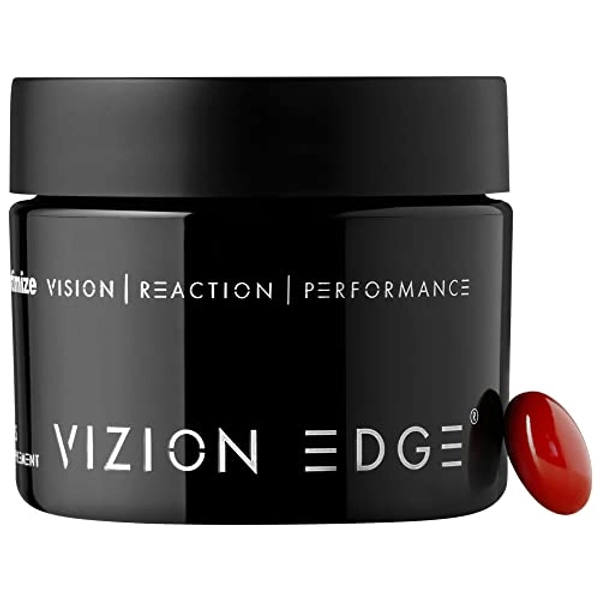Vizion Edge Eye Vitamins Supplement for Athletes (30 Softgels, 1 Month Supply) Formula with Lutein, Zeaxanthin, and Meso-Zeaxanthin | Improve Visual Performance and Reaction Times for Sports
