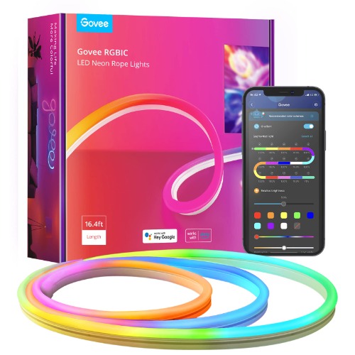 Govee Neon LED Strip 5m, RGBIC LED Streifen mit App-Steuerung, Musik-Sync, DIY Shape Design, Funktioniert mit Alexa & Google Assistant, Neon Licht Band für Wohnzimmer, Küche, Wand, Decke - 5M