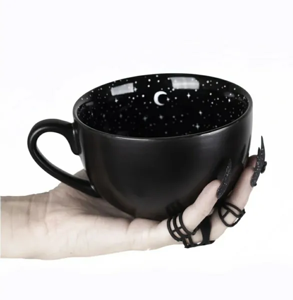 Rogue + Wolf Midnight Coffee Große Tasse in Geschenkbox Nette Becher für Frauen Goth Dekor Einzigartige Halloween Hexe Geschenke Neuheit Teetasse - 17.6oz 500ml Porzellan - Schwarz