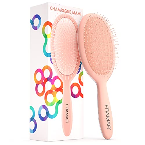 FRAMAR Detangling Hair Brush, Hair Brush For Women, Curly Hair Brush, Elegant Detangler brush, Brosse A Cheveux, Detangling Brush for Women, Men, Children, Hairbrush Women, Hair Detangler - Champagne
