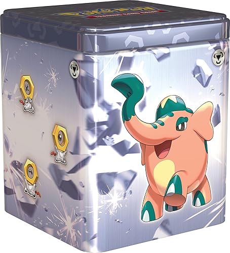 JCC Pokémon : Boîte empilable Métal (3 boosters et 2 Pages d’Autocollants) - Boîte Empilable Métal