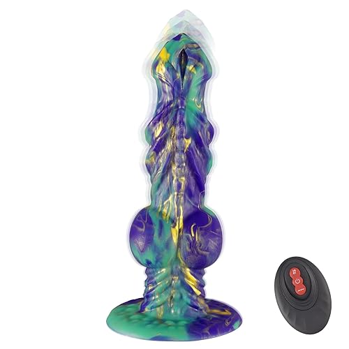 9" Thrusting Monster Dildo Vibrator Fantasy Sex Toys,Vibrating Realistic Dog Knot Penis G-spot Stimulator,Big Thick Silicone Anal Plug Prostate Massager with Remote Control & Suction Cup for Women Men