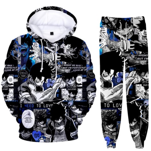 YLQANONG MHA Sudadera con capucha de anime Midoriya Izuku/Todoroki Shouto con capucha y pantalones MHA Anime Sudaderas - G - Dabi