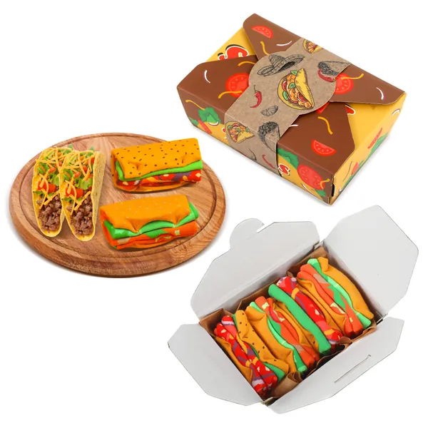 Funny Taco Socks Box for Men Women Teens Boy-Fun Novelty Cute Funky Food Socks Mothers Day Birthday Christmas Gifts Stocking