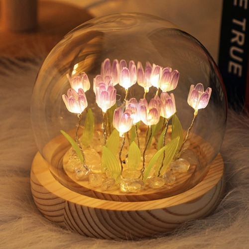 LED Tulip Nightlight Globe - 10Pcs Flower / Purple