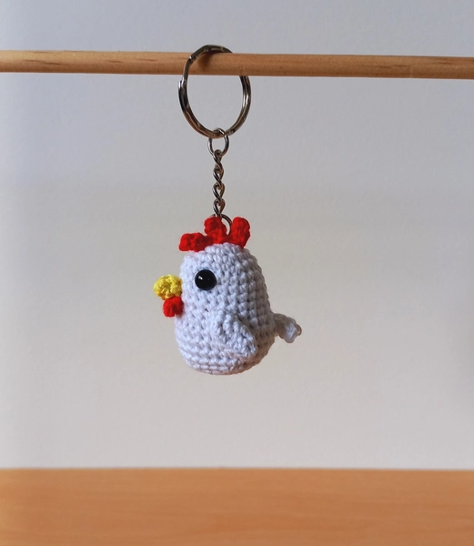 Mini Amigurumi Crochet Rooster Keyring / Keychain / Bag charm
