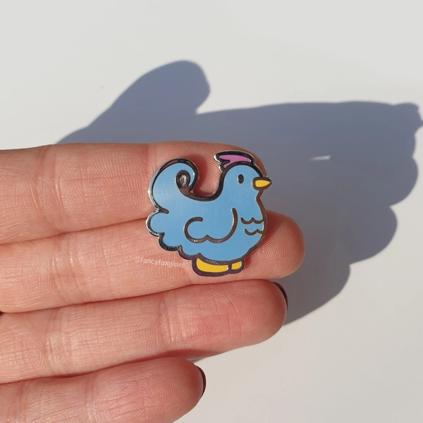 Blue Chicken Hard Enamel Pin Badge - stardew inspired cute lapel pin
