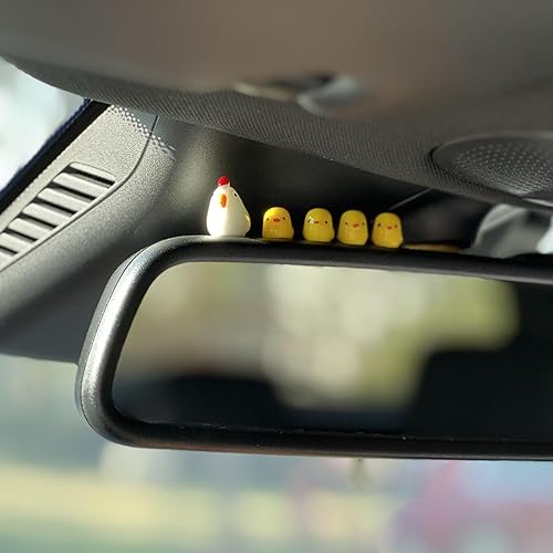 NMOHYDEU 20Pcs Cute Mini Chicken Car Accessories Kawaii Car Dashboard Decorations, Funny Chick Rearview Mirror Accessories, Home Party Decorations Fairy Garden Landscape Decor