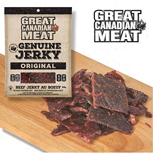 Box of Original Beef Jerky 10 Bags x 68 Grams Each Bundle by Great Canadian Meat for Carnivores. Perfect for Snacking, Gluten Free, High in Protein, Low in Fat, Soy Free, Paleo