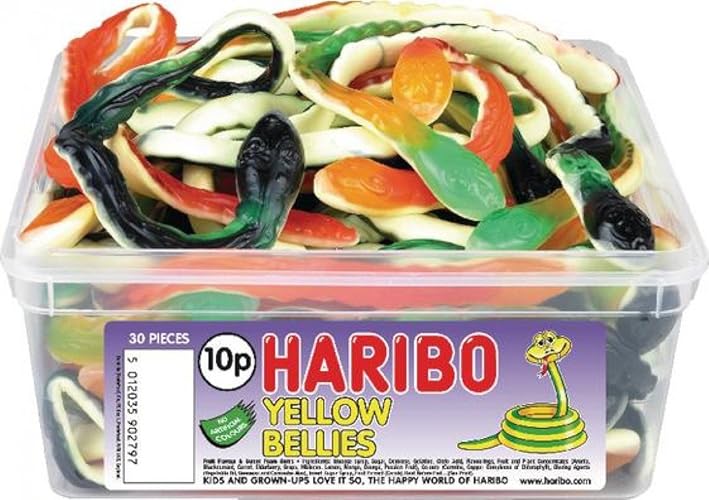 Haribo Giant Snakes Yellow Bellies Sweets Tub, 767g - Standard Packaging