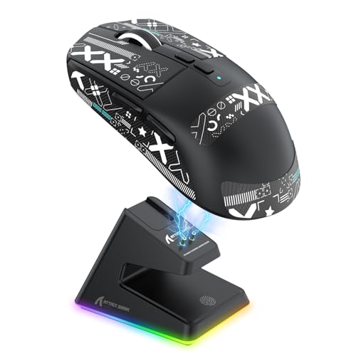 ATTACK SHARK X6 Lightweight Wireless Gaming Mouse with Anti Slip Mouse Grip Tape, Self Adhesive Design Elastics Refined Side Grips Sticker Sweat Resistant Pads/Anti Sweat Paste, Cut to Fit (Black) - Black&anti-slip Sticker