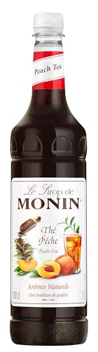 MONIN Premium Peach Tea concentrate 1L for Hot and Iced Teas. Vegan-Friendly, Allergen-Free, 100% Natural Flavours and Colourings - Peach - 1 l (Pack of 1)
