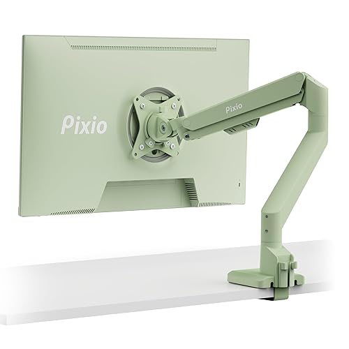 Pixio PS1S Wave Mint Green Single Monitor Arm Stand Desk Mount - Fits up to 32 inches Monitors and up to 19.8lbs. VESA Compatibility and Integrated Cable Management - Single - Mint Green