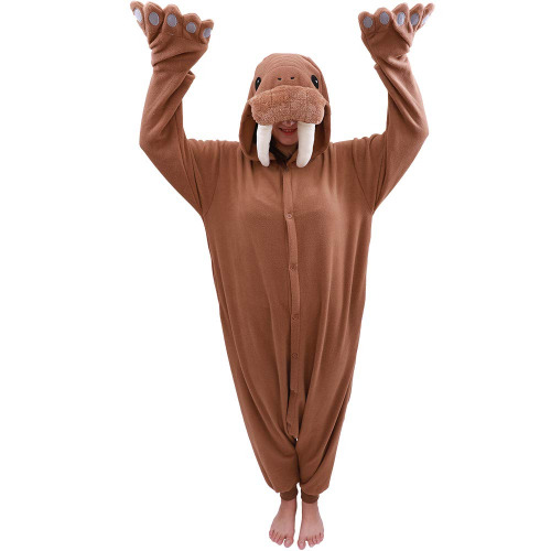 Adult Walrus Onesie Animal Pajamas-Plush One Piece Halloween Cosplay Costume