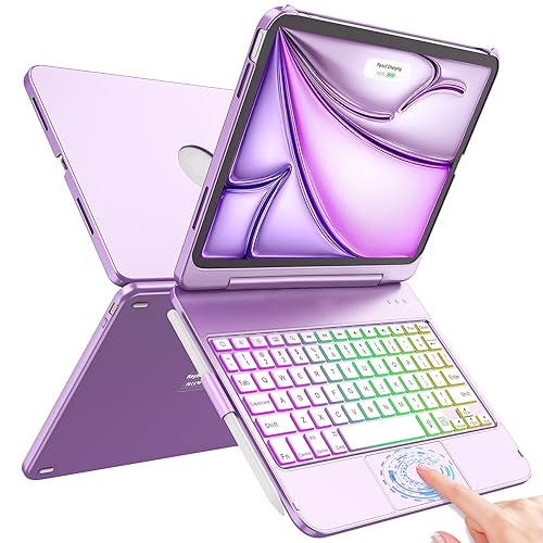 FUWANG Touch for iPad Air 11 inch Case with Keyboard M2 2024 & for iPad Air 5th 4th Generation Case with Keyboard 10.9 inch - 180° Flip Trackpad Backlit Keyboard for iPad Air 11/Air 10.9 inch, Purple - Purple