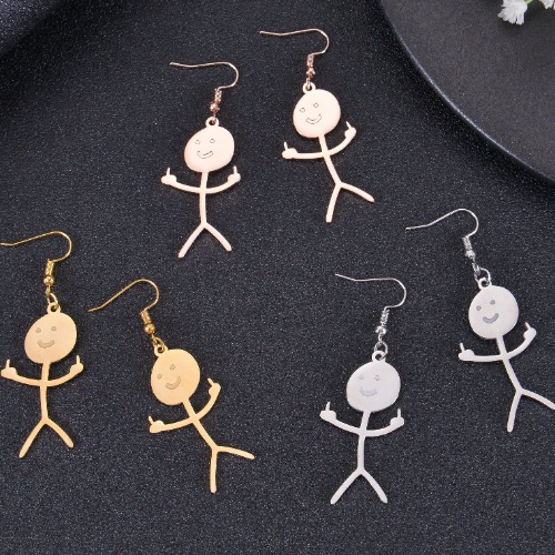 Funny Doodle Stickman Earrings | 18k Gold Plated
