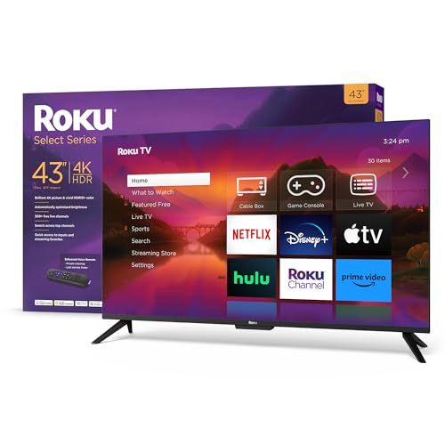 Roku 43" Select Series 4K HDR Smart RokuTV with Enhanced Voice Remote, Brilliant 4K Picture, Automatic Brightness, and Seamless Streaming - 43"