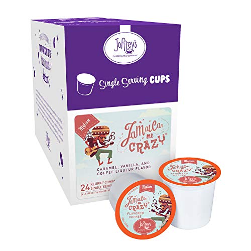 Joffrey's Coffee - Jamaican Me Crazy, Flavored Coffee, Artisan Medium Roast, Arabica Coffee Beans, Caramel, Vanilla, & Coffee Liqueur Flavor, Keurig 2.0 Compatible (Single Serve Cup, 24 Count) - Caramel,Vanilla - 24 Count (Pack of 1)