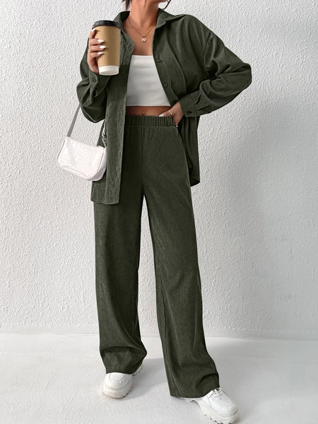 Casual Eenkleurig Dames tweedelige outfits Voorpand met Knoopjes