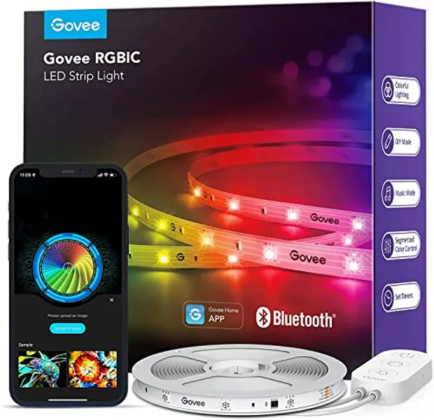 Govee RGBIC LED Strip 10m, Bluetooth LED Streifen, Segmentcontrol, Musik Sync, 64 Szenenmodus, Steuerbar via App-Steuerung,Farbwechsel, Geeignet für Zuhause Schlafzimmer Gaming 10M - 10M