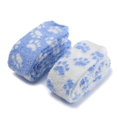 LittleForBig Cute Coral Fleece Thigh High Long Paws Patten Socks 2 Pairs