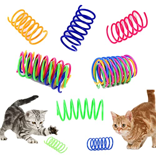 Petnice 12 Pcs Cat Colorful Springs Toys, Cat Creative Toys for Kittens, BPA Free Durable Heavy Plastic Interactive Toys to Kill Time and Keep Fit for Swatting, Biting, Hunting Kitten Toys