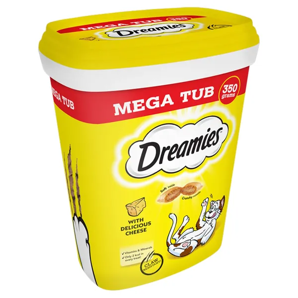Dreamies Cat Treats, tasty snacks with delicious salmon, 2 tubs of 350 g (700g)