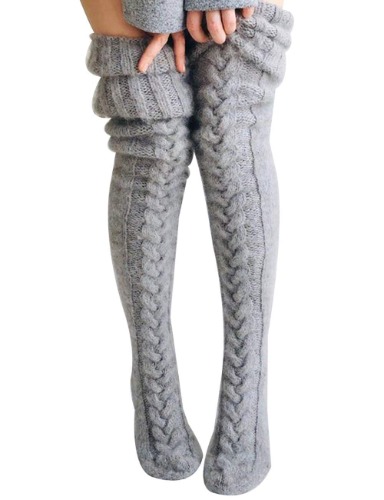 Springcmy Womens Girls Winter Cable Knit Over Knee Socks Thigh High Long Boot Socks Stocking Leg Warmer