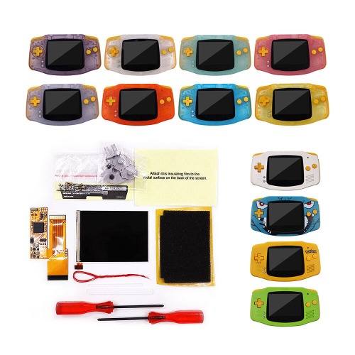 IPS V2 Backlit Screen Kit For GameBoy Advance GBA W/Pre-Cut Shell+Yellow Button