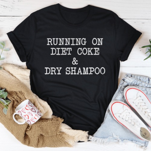 Running On Diet Coke & Dry Shampoo Tee - Black Heather / L