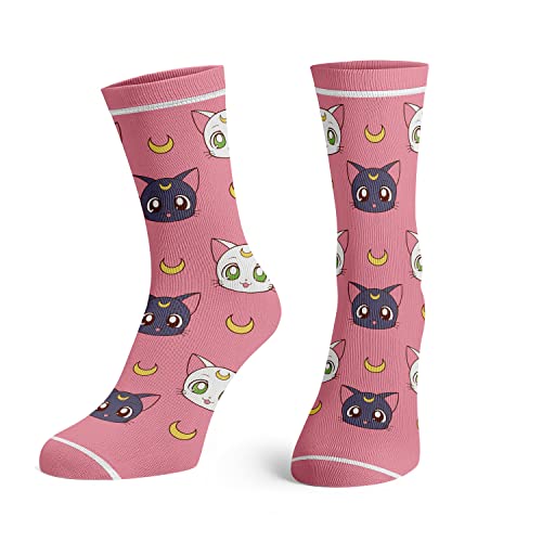 Sailor Moon Luna Artemis Collage Crew Socks