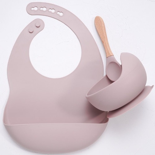 Silicone Tableware and Bib - Soft Lilac